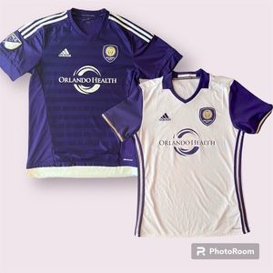 Two Mens Adidas Orlando City Soccer Club Jersey MLS - Medium (Bundle)
